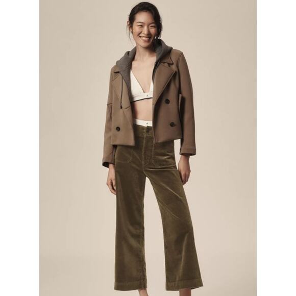 Maeve by Anthropologie Pants - Anthropologie x Maeve The Colette Cropped Wide-Leg Corduroy Pants Moss Size 32